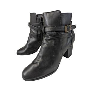 NWOT! KENNETH COLE REACTION! 1 SHOW! BLACK FAUX LEATHER CHUNKY HEELS! SZ 10